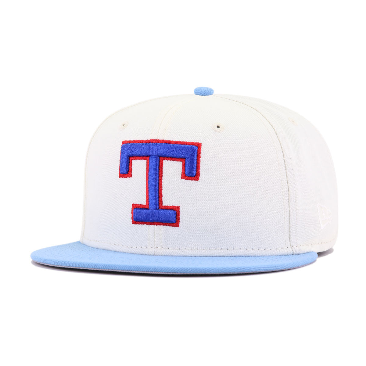 Texas Baseball Hat Chrome Sky Blue New Era 59FIFTY Fitted Chrome | Sky Blue / Royal | Radiant Red / 7 7/8