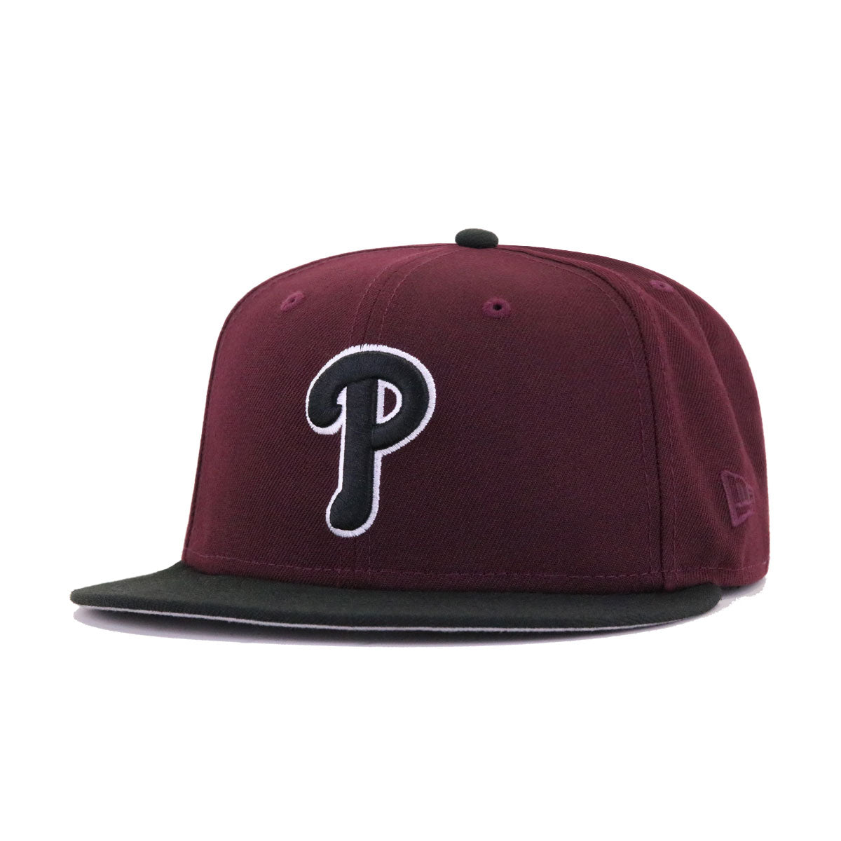 New Era 59Fifty Hat MLB Philadelphia Phillies Black Maroon 7 3/8 