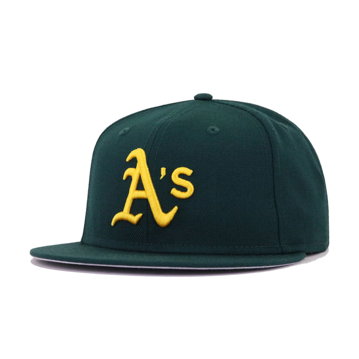 VINTAGE New Era Oakland Athletics Hat Cap Size 7 1/4 Fitted Green Yellow  90s USA