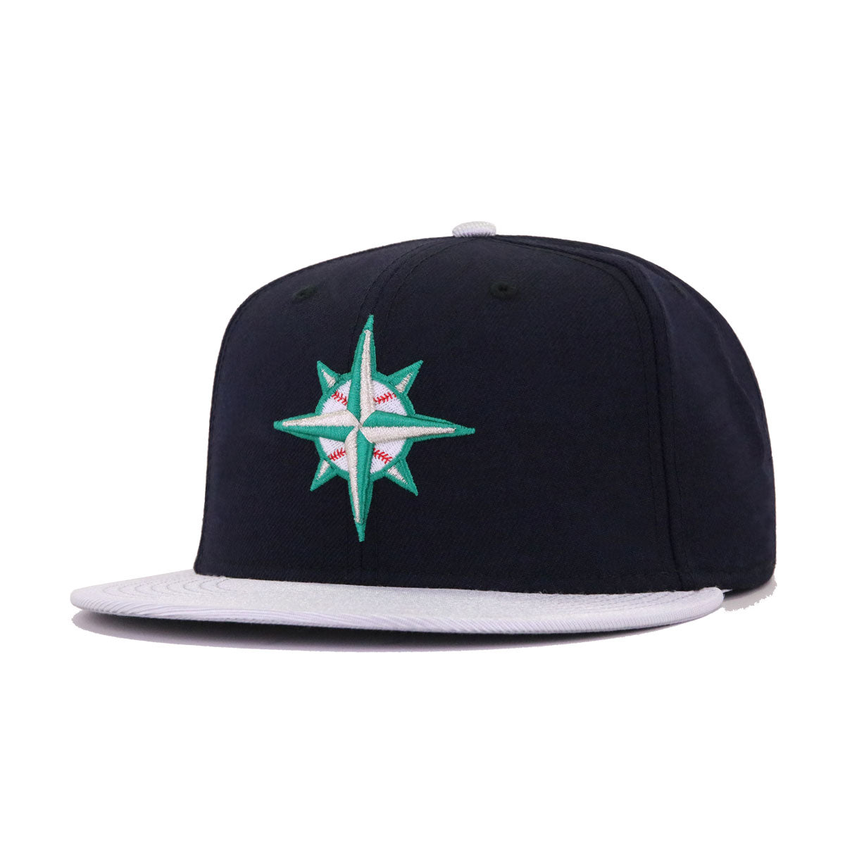 New Era Seattle Mariners Vintage 90's 59Fifty Fitted Size 7 3/4 100% Wool  Hat Cap (Navy, 7 3/4)