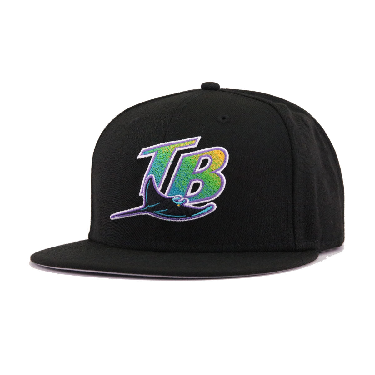 Tampa Bay Baseball Hat Black Cooperstown New Era 59FIFTY Fitted Black / Merit Gold | Apple Green | Teal Buzz | Lake Purple| Marine Aqua / 8