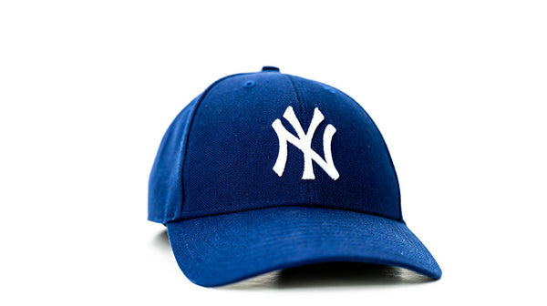 Blue Baseball hat with NY logo in white on the front