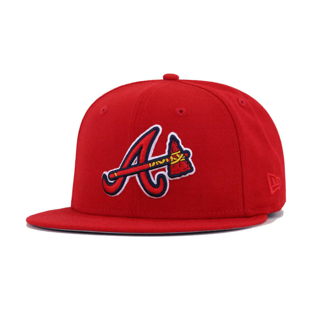 Atlanta Baseball Hat Navy Scarlet Tomahawk New Era 59FIFTY Fitted Navy | Scarlet / Scarlet | Navy | Manila / 7 1/8