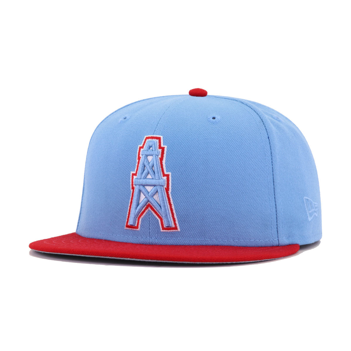 Houston Oilers Sky Blue Scarlet 50th Anniversary New Era 59Fifty Fitte