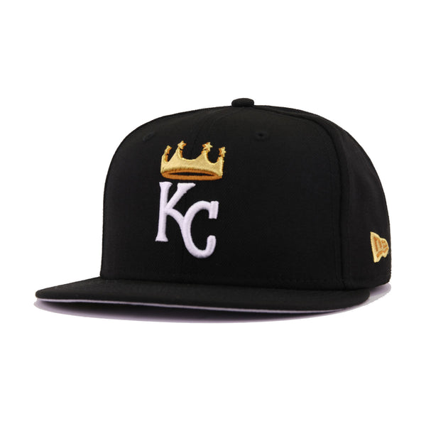 Kansas City Royals BLACKDANA BOTTOM Black-White Fitted Hat