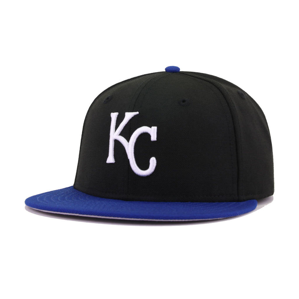 Kansas City Royals Black Light Royal Blue Cooperstown AC New Era 59Fifty  Fitted