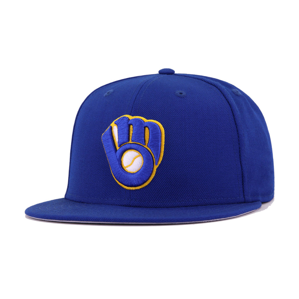 Milwaukee Brewers Hat Cap New Era 59fifty Fitted 7 7/8 Yellow Throwback