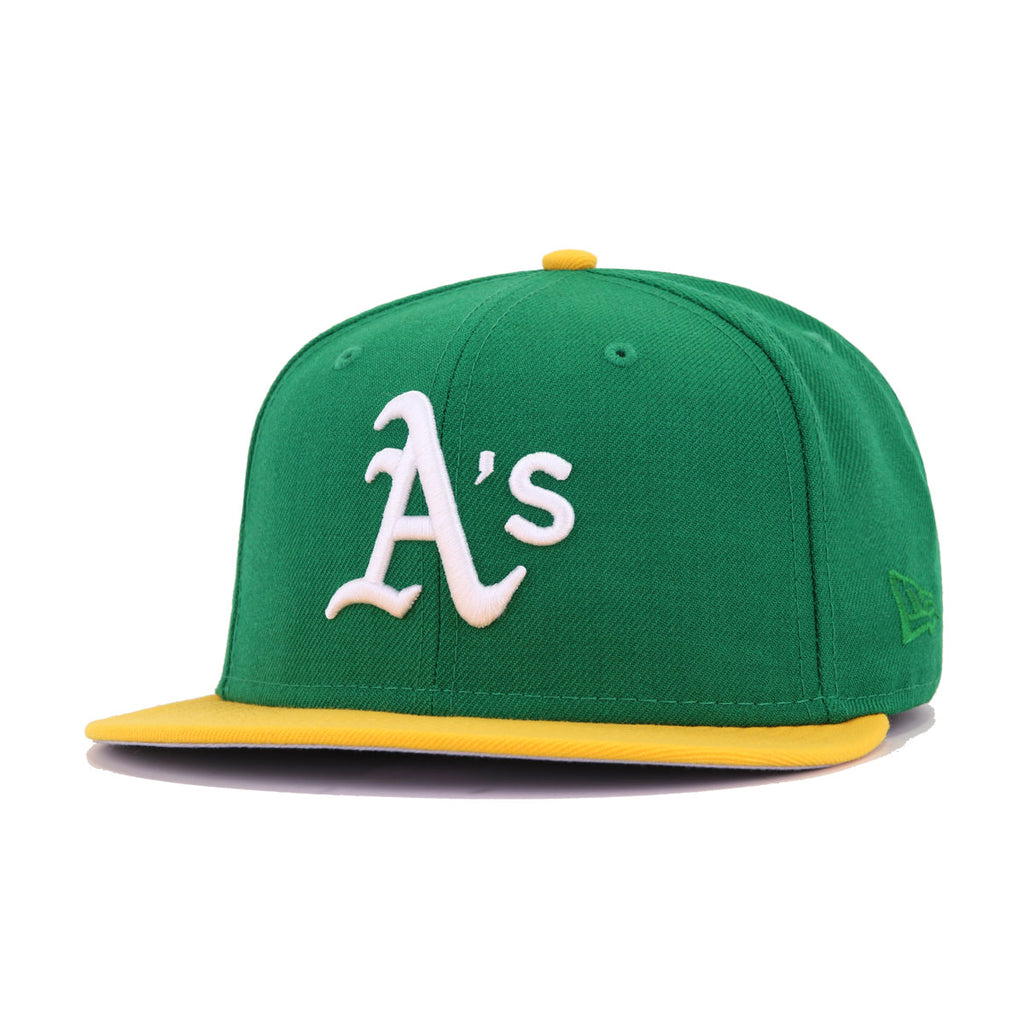 New Era 59FIFTY Oakland Athletics 50th Anniversary Patch Stomper Hat - Gold, Kelly Gold/Kelly / 7 5/8