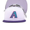 Arizona Baseball Hat White Purple Cooperstown AC New Era 59FIFTY Fitted White | Purple / Metallic Copper | Black | Tempest Turquoise | Lake Purple / 8